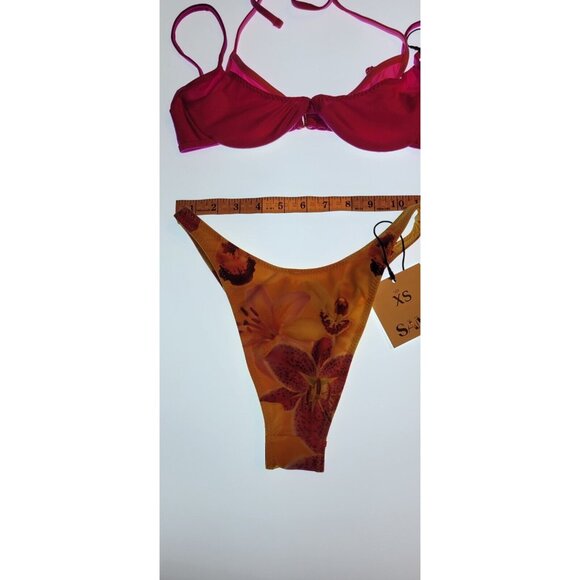 SAME Los Angeles Bikini Set 2pc Size XS Bra Double Layer Top Bottom 90s Tropical - Picture 8 of 14